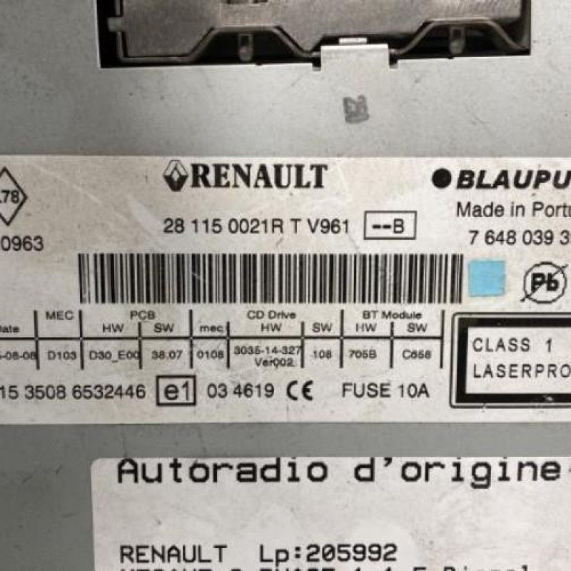 Autoradio d'origine RENAULT MEGANE 3 Photo n°2