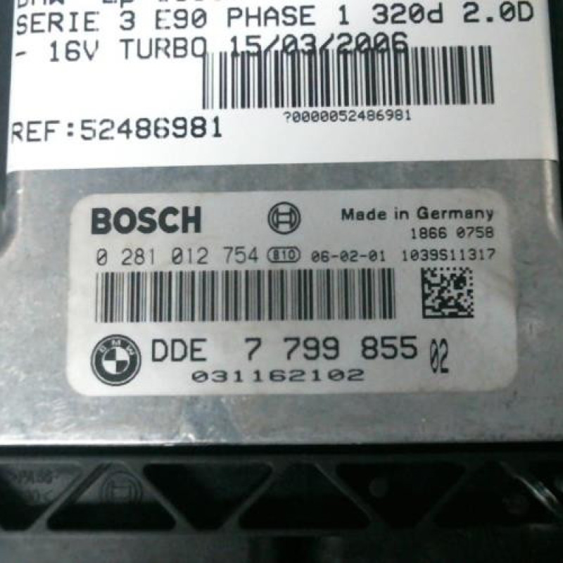 Calculateur moteur BMW SERIE 3 E90 Photo n°2